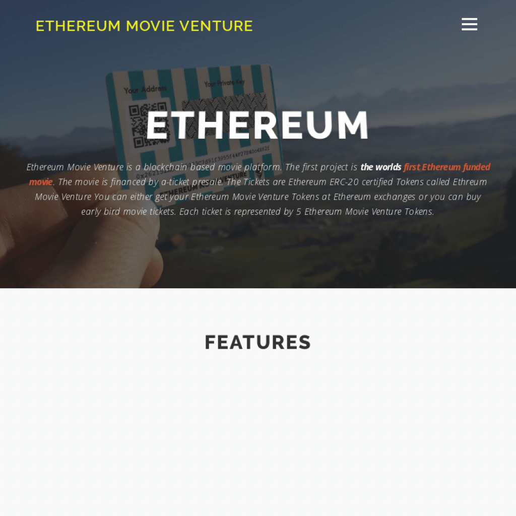 Ethereum Movie Venture ICO